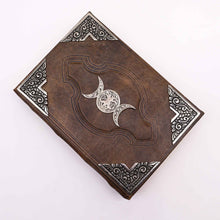 Load image into Gallery viewer, Heafty Brown Tan Book - Zinc Triple Moon Decor - 200 Deckle Edges Pages - 26x18cm