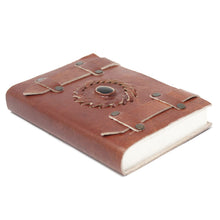 Load image into Gallery viewer, Leather Black Onyx with Belts Notebook (6x4")