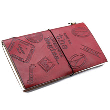 Load image into Gallery viewer, Handmade Leather  Journal- The Adventure Begins - Red - (80 pages)