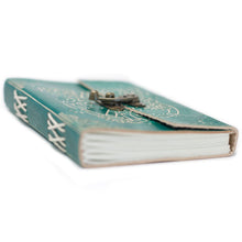 Load image into Gallery viewer, Leather Green Peace with Lock Notebook (7x5")