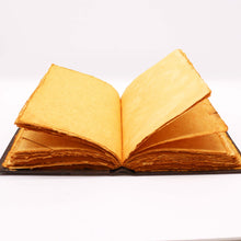 Load image into Gallery viewer, Heafty Brown Tan Book - Zinc Triple Moon Decor - 200 Deckle Edges Pages - 26x18cm