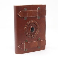 Load image into Gallery viewer, Leather Black Onyx with Belts Notebook (6x4")