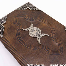 Load image into Gallery viewer, Heafty Brown Tan Book - Zinc Triple Moon Decor - 200 Deckle Edges Pages - 26x18cm