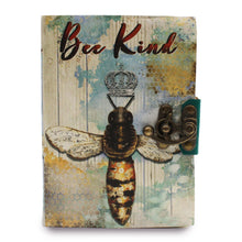 Load image into Gallery viewer, Leather "Bee Kind" Deckle-edge Notebook (7x5")