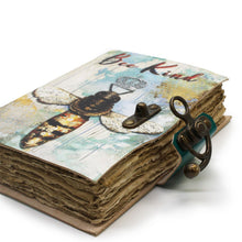 Load image into Gallery viewer, Leather "Bee Kind" Deckle-edge Notebook (7x5")