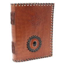 Load image into Gallery viewer, Leather Black onyx &amp; Compas Notebook (7x5")