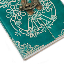 Load image into Gallery viewer, Leather Green Peace with Lock Notebook (7x5")