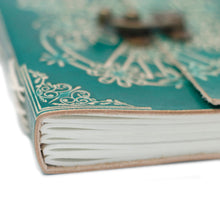 Load image into Gallery viewer, Leather Green Peace with Lock Notebook (7x5")